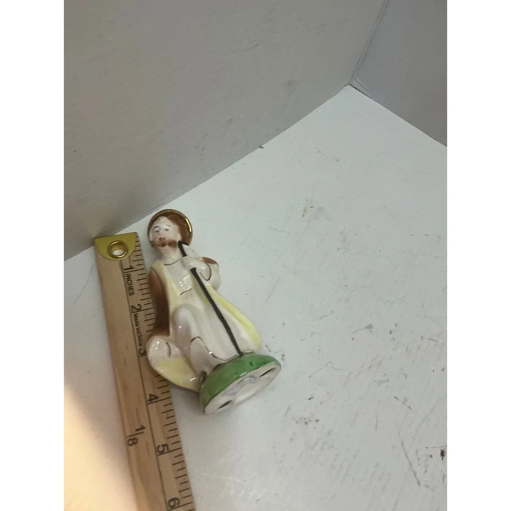Vintage Nativity Set Porcelain Gold Trim 3pc Christmas Decor Small